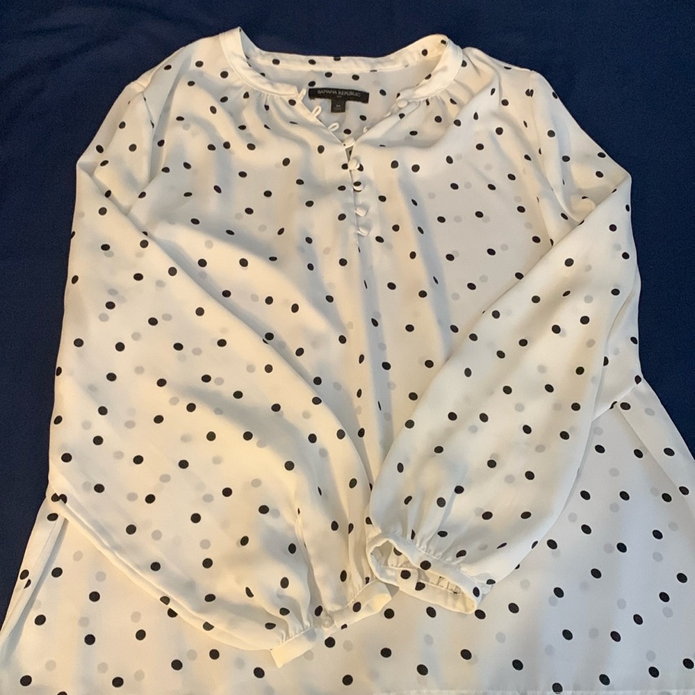 A simple elegant polka dotted top from Banana Republic.